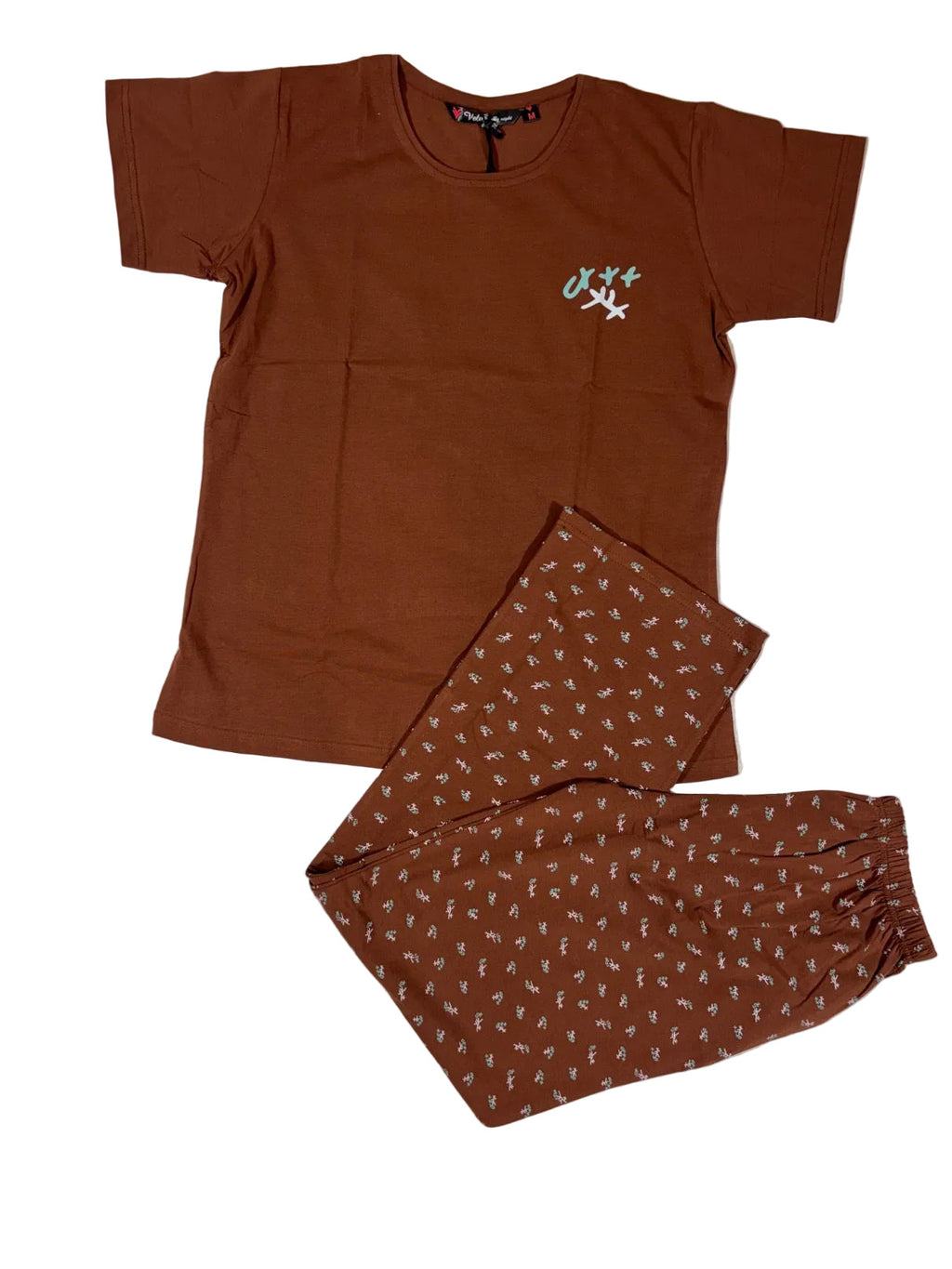 Velvet Nightsuit Tshirt Half Sleeves Pyjama Printed S-2XL 23/05/26