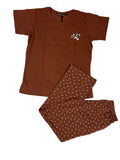 Velvet Nightsuit Tshirt Half Sleeves Pyjama Printed S-2XL 23/05/26
