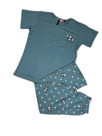 Velvet Nightsuit Tshirt Half Sleeves Pyjama Printed S-2XL 23/05/26
