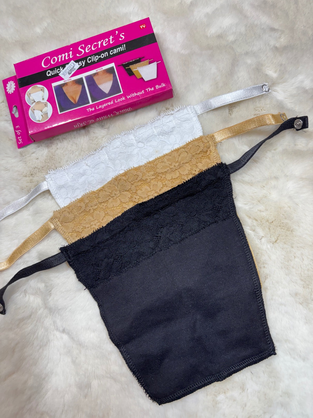 Cami Clip-on Set Of 3 Solid Freesize 14/06/26