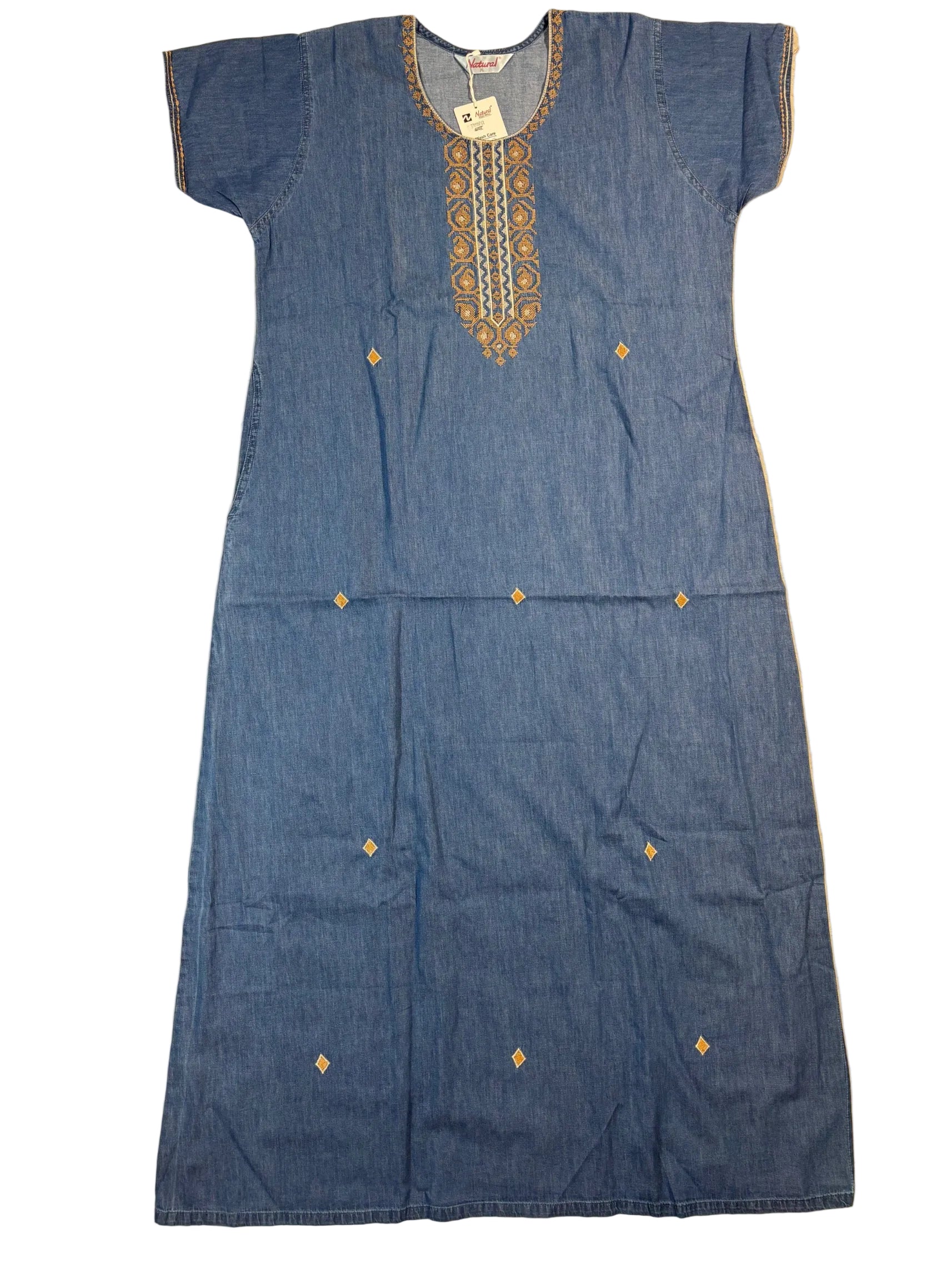 Natural Denim Nighty Half Sleeves Full Length Solid L-3XL 11/07/26