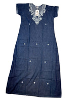 Natural Denim Nighty Half Sleeves Full Length Solid L-3XL 11/07/26