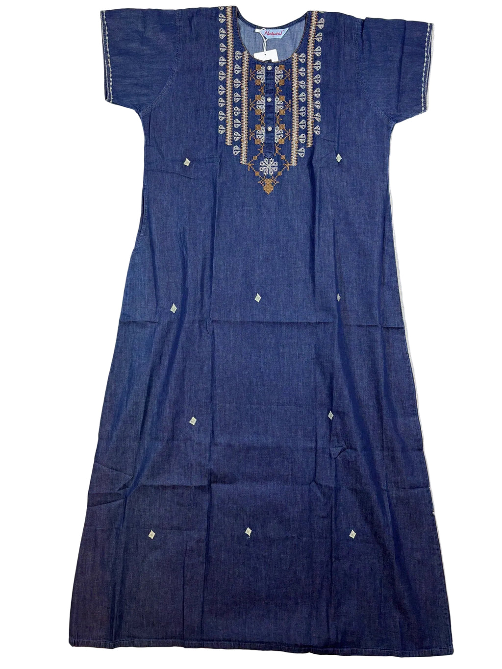 Natural Denim Nighty Half Sleeves Full Length Solid L-3XL 11/07/26