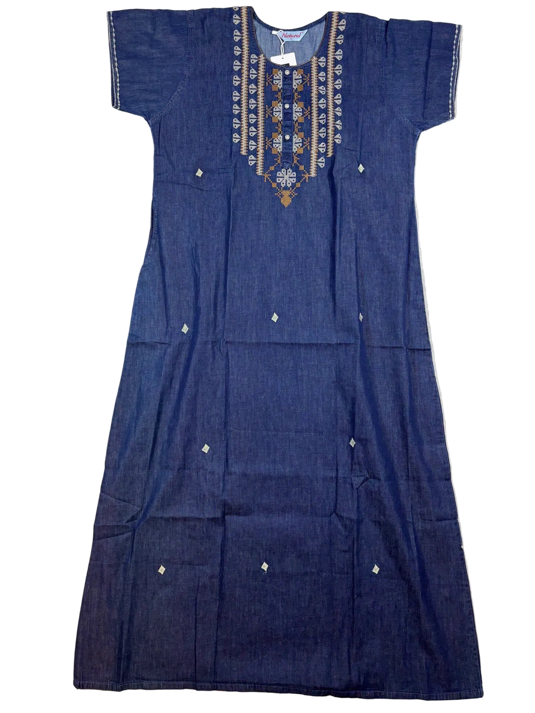 Natural Denim Nighty Half Sleeves Full Length Solid L-3XL 11/07/26