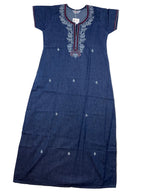 Natural Denim Nighty Half Sleeves Full Length Solid L-3XL 11/07/26