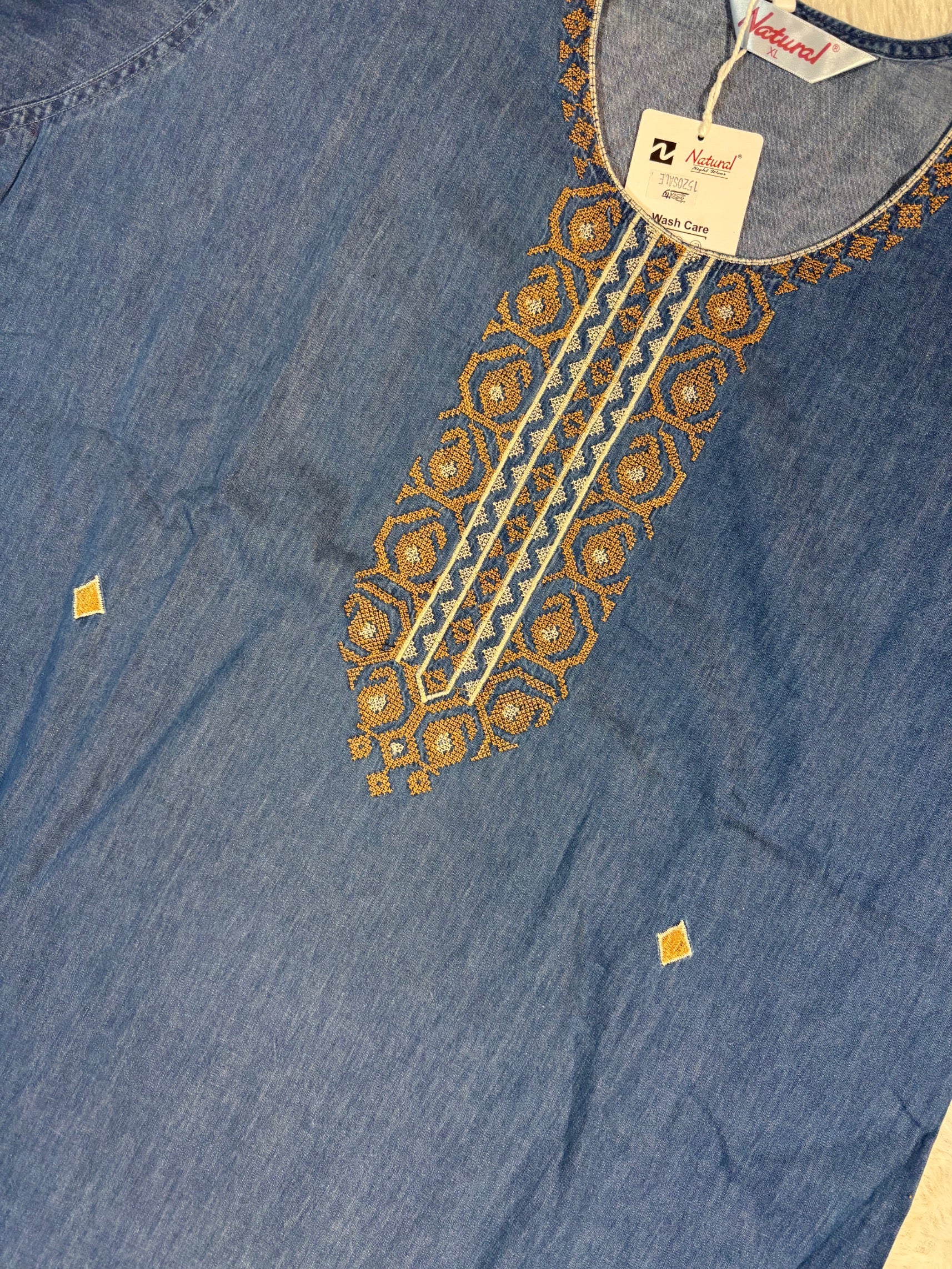 Natural Denim Nighty Half Sleeves Full Length Solid L-3XL 11/07/26