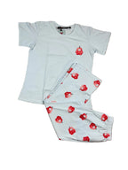 Velvet Nightsuit Tshirt Half Sleeves Pyjama Full Length Printed S-2XL 03/08/26
