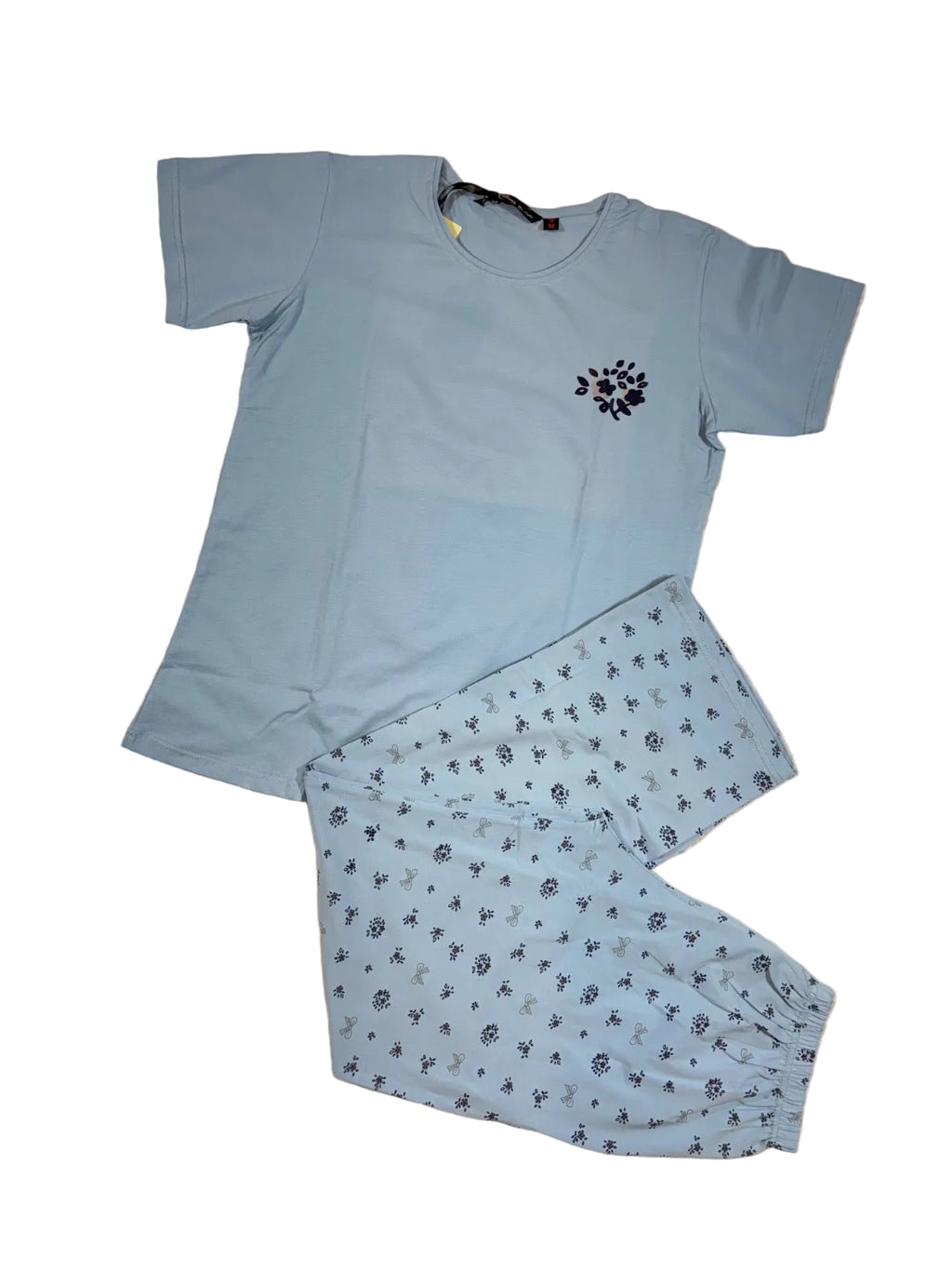 Velvet Nightsuit Tshirt Half Sleeves Pyjama Full Length Printed S-2XL 03/08/26