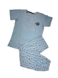 Velvet Nightsuit Tshirt Half Sleeves Pyjama Full Length Printed S-2XL 03/08/26