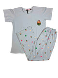 Velvet Nightsuit Tshirt Half Sleeves Full Length Printed S-2XL 07/06/26