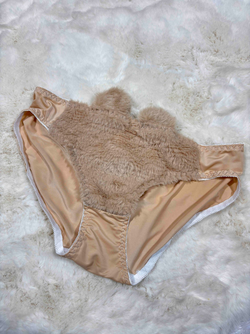 Fur Lingerie Set Full Coverage Non Padded Non Wired High Waist Solid 32-38 10/12/25