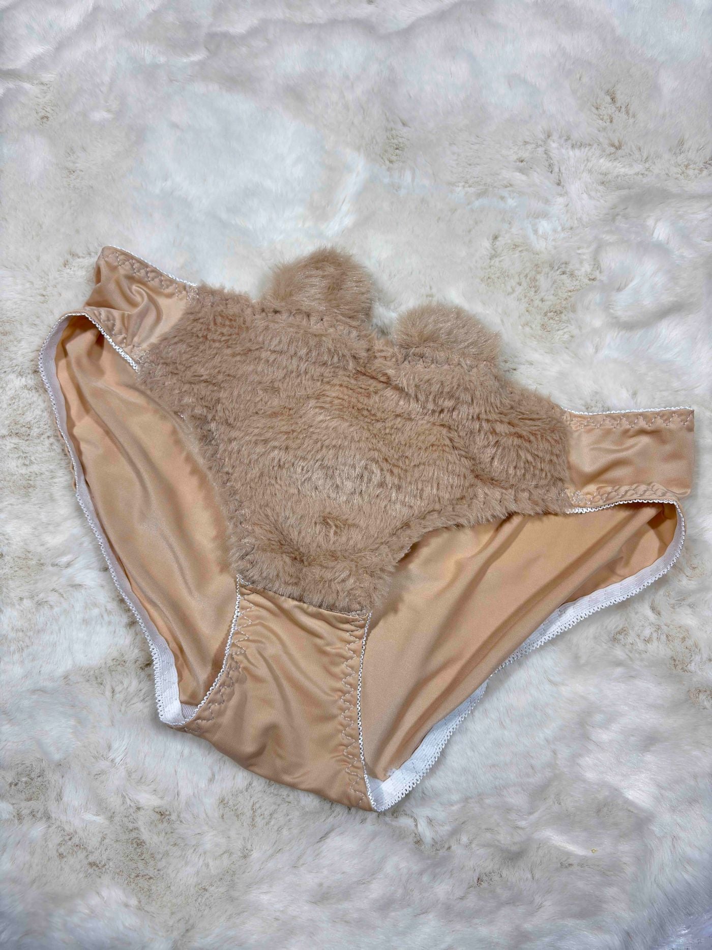 Fur Lingerie Set Full Coverage Non Padded Non Wired High Waist Solid 32-38 10/12/25