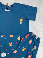 Velvet Nightsuit Tshirt Half Sleeves Full Length Printed S-2XL 07/06/26