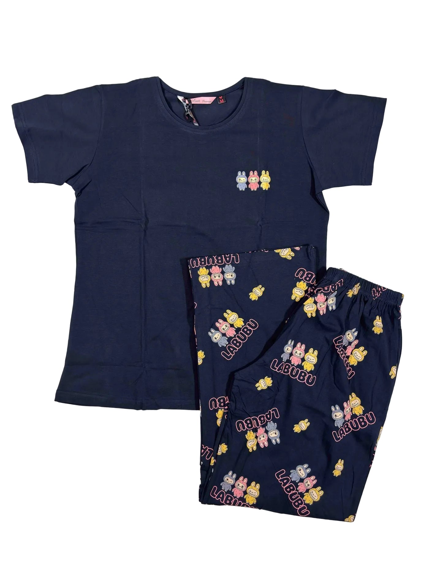 Velvet Nightsuit Tshirt Half Sleeves Full Length Printed S-2XL 07/06/26