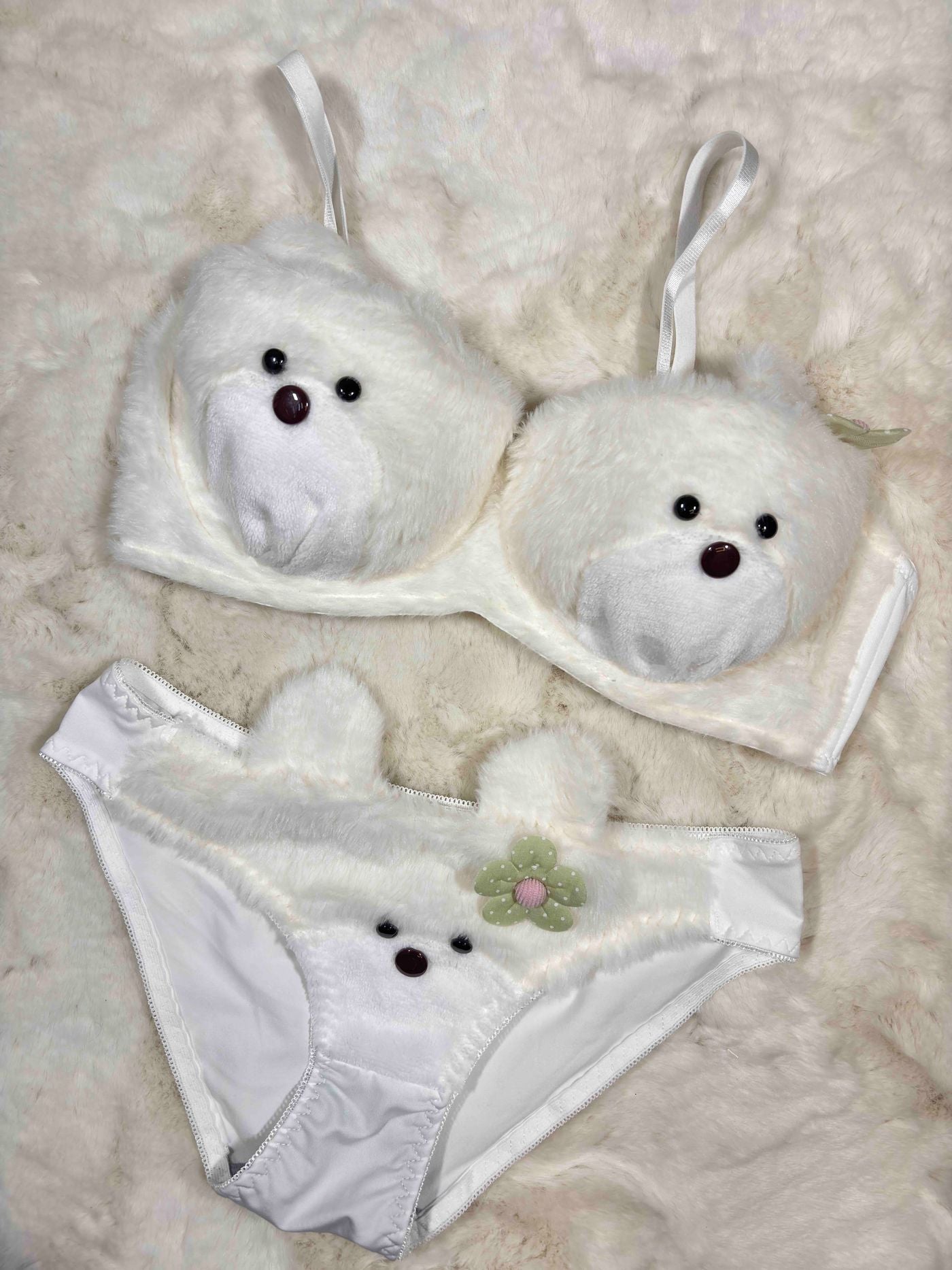 Fur Bra Panty Set Full Coverage Padded Wired Midi Half Coverage Mid Waist Solid 32-38 16/12/25