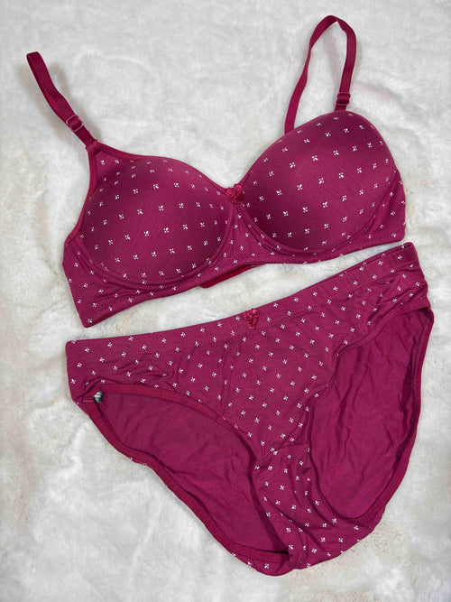 Alies Bra Panty Set Full Coverage Padded Non Wired High Waist Printed S-2XL 26/03/26
