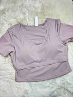 Gym Wear Top Full Coverage Padded Half Sleeves Solid S-XL 11/03/26