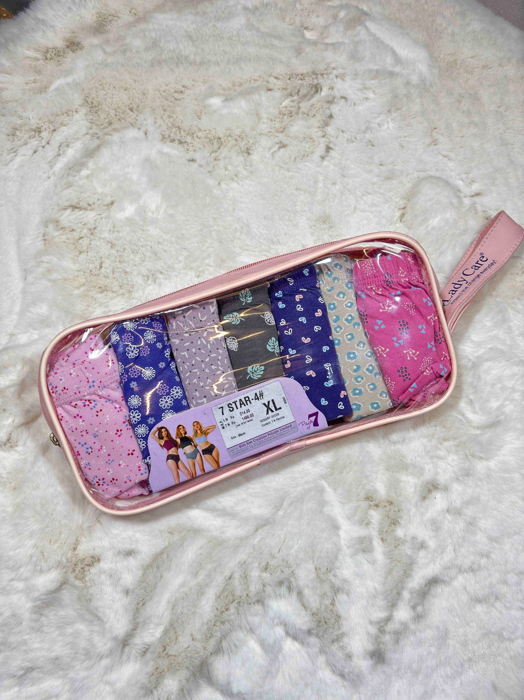 Lady Care Panty Pack Half Coverage Mid Rise Printed Pack Of 7 Freesize 7 Star-4 13/07/25