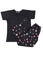 Velvet Nightsuit Tshirt Half Sleeves Full Length Printed S-2XL 07/06/26