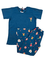 Velvet Nightsuit Tshirt Half Sleeves Full Length Printed S-2XL 07/06/26