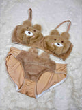 Fur Lingerie Set Full Coverage Non Padded Non Wired High Waist Solid 32-38 10/12/25