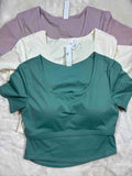 Gym Wear Top Full Coverage Padded Half Sleeves Solid S-XL 11/03/26