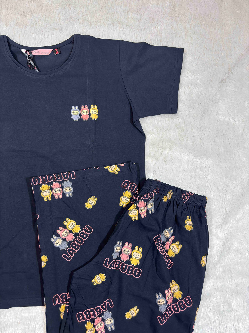 Velvet Nightsuit Tshirt Half Sleeves Full Length Printed S-2XL 07/06/26