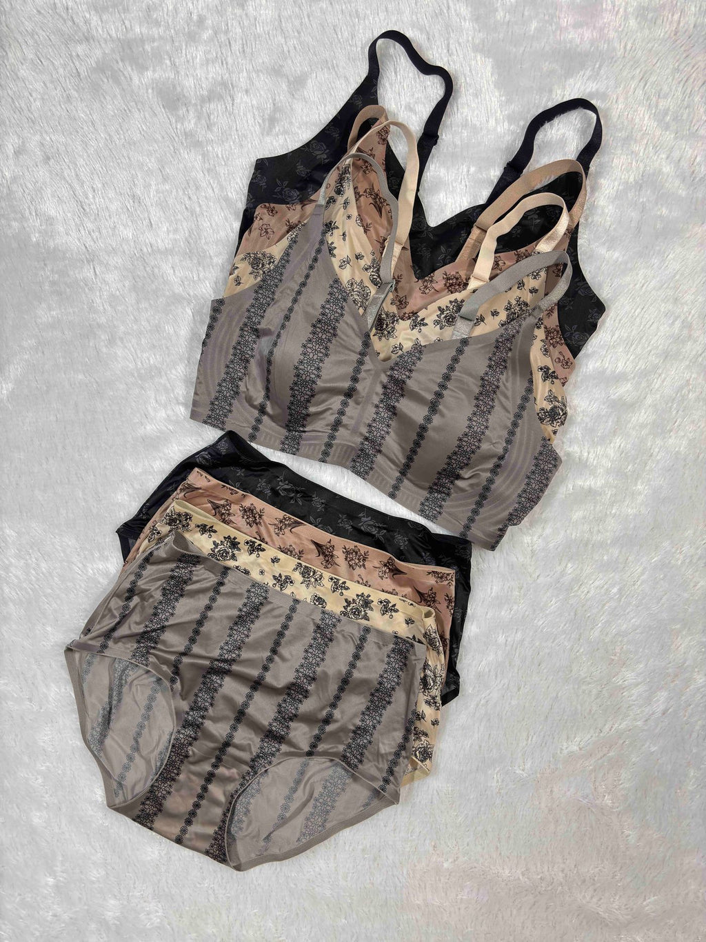 Bra Panty Set Full Coverage Padded Non Wired High Waist Hipster Printed M-XL 103 08/12/25