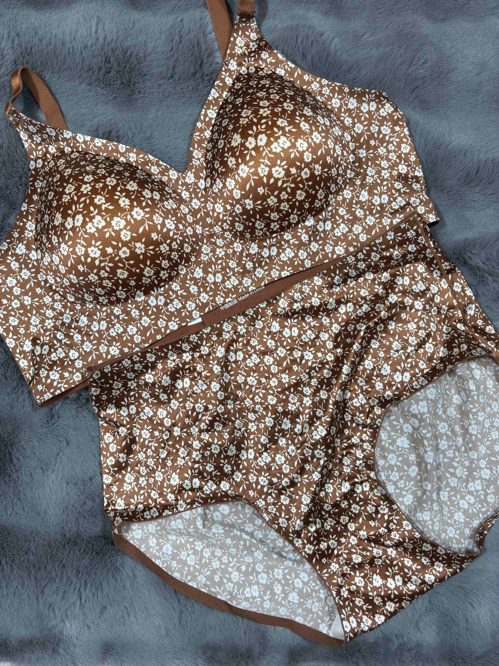 Seamless Bra Panty Set Full Coverage Padded Non Wired High Waist Printed M-XL 27/04/26