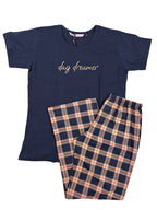 Velvet Nightsuit Tshirt Half Sleeves Full Length Printed S-2XL 07/06/26