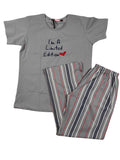 Velvet Nightsuit Tshirt Half Sleeves Full Length Printed S-2XL 07/06/26