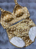 Seamless Bra Panty Set Full Coverage Padded Non Wired High Waist Printed M-XL 27/04/26