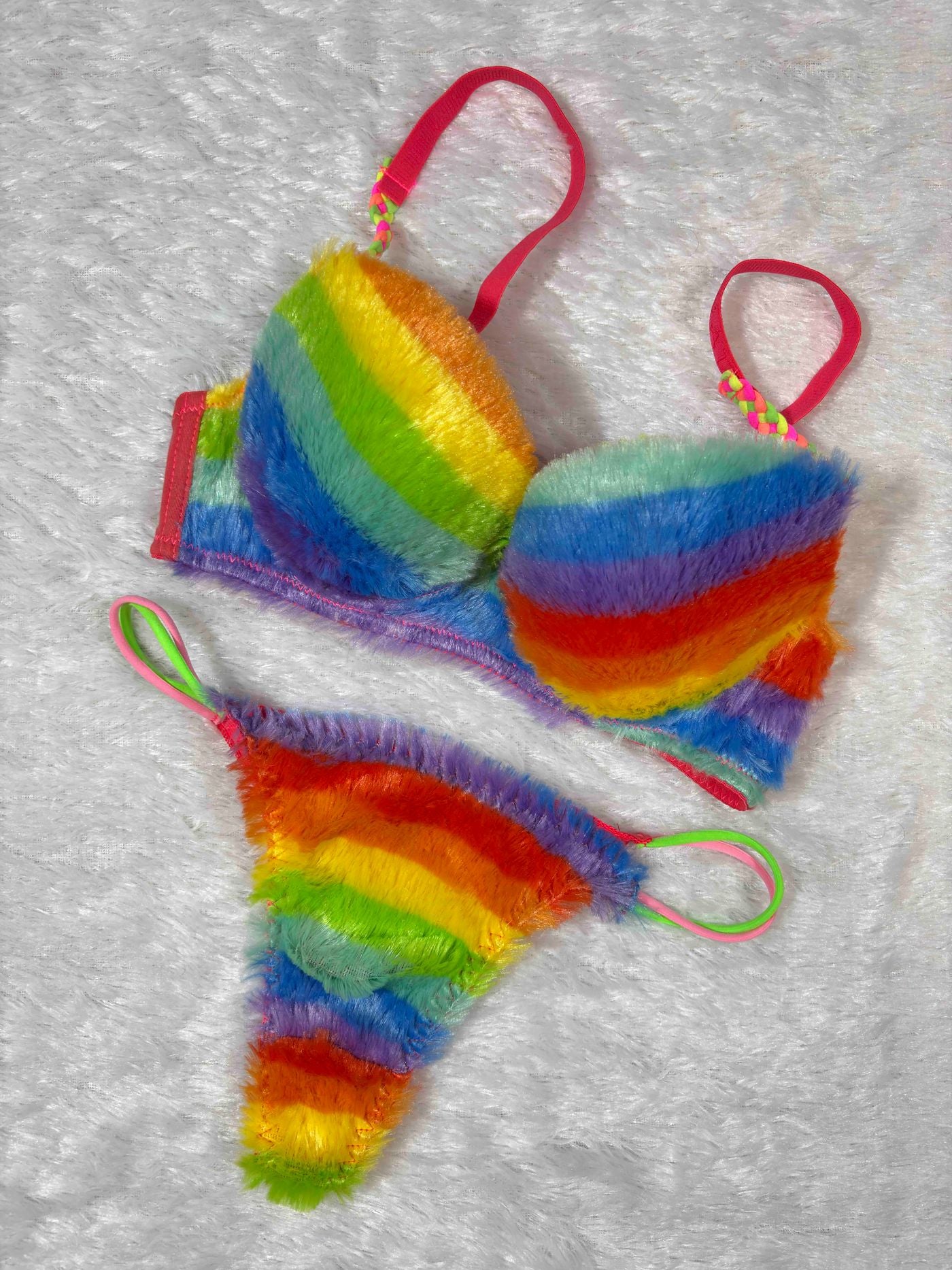 Fancy Lingerie Set Full Coverage Padded Non Wired High Waist Fur S-L 28/11/25