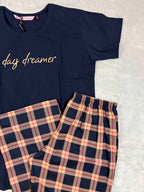 Velvet Nightsuit Tshirt Half Sleeves Full Length Printed S-2XL 07/06/26
